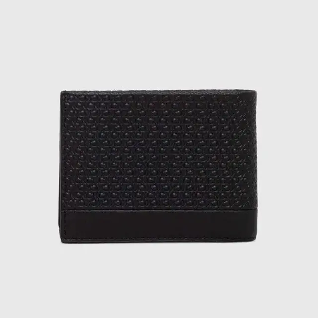 Calvin Klein - Ανδρικό Δερμάτινο Πορτοφόλι Textured Leather Trifold K50K511377-0GL Μαύρο 2