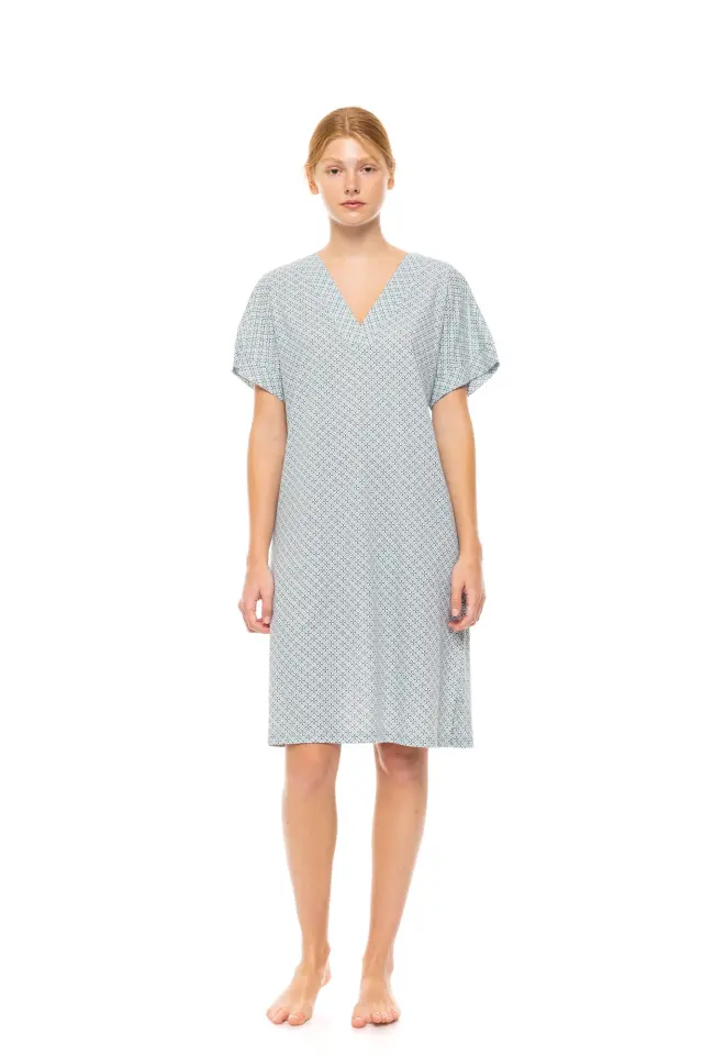 S1478 - Type - NIGHTGOWN V FOREST GREEN GEO
