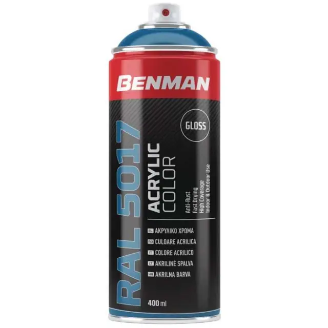 SPRAY ΜΠΛΕ ΓΥΑΛΙΣΤΕΡΟ RAL5017 BENMAN 400ML 28516