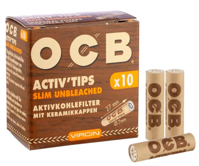 Φίλτρο OCB Slim Unbleached 10 Ενεργού Ανθρακα 7mm