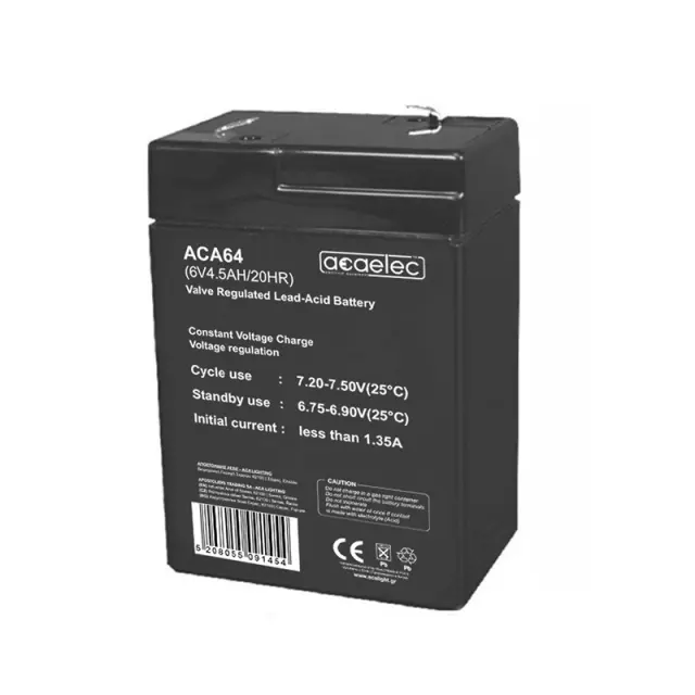 Aca Light ΜΠΑΤΑΡΙΑ AGM VRLA 6V 4.5AH/20HR 0,7kg 67X45X103MM