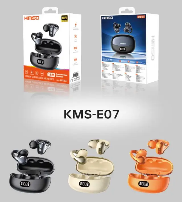 Ασύρματα ακουστικά Bluetooth Open-Ear με θήκη φόρτισης - KMS-E07 - 260076 - Orange 3