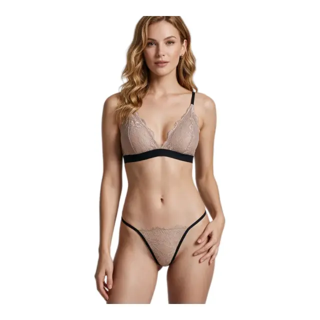 Milena Γυναικείο Micro G-String Δαντέλα, Χρώμα Μόκα 3