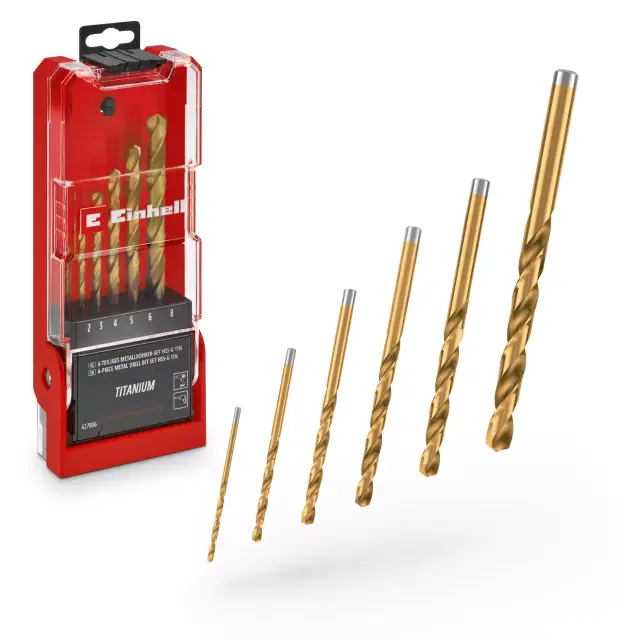 Einhell 49427006 - Σετ 6 τεμαχίων τρυπανιών μετάλλου HSS-G TiN, Ø 2–8 mm