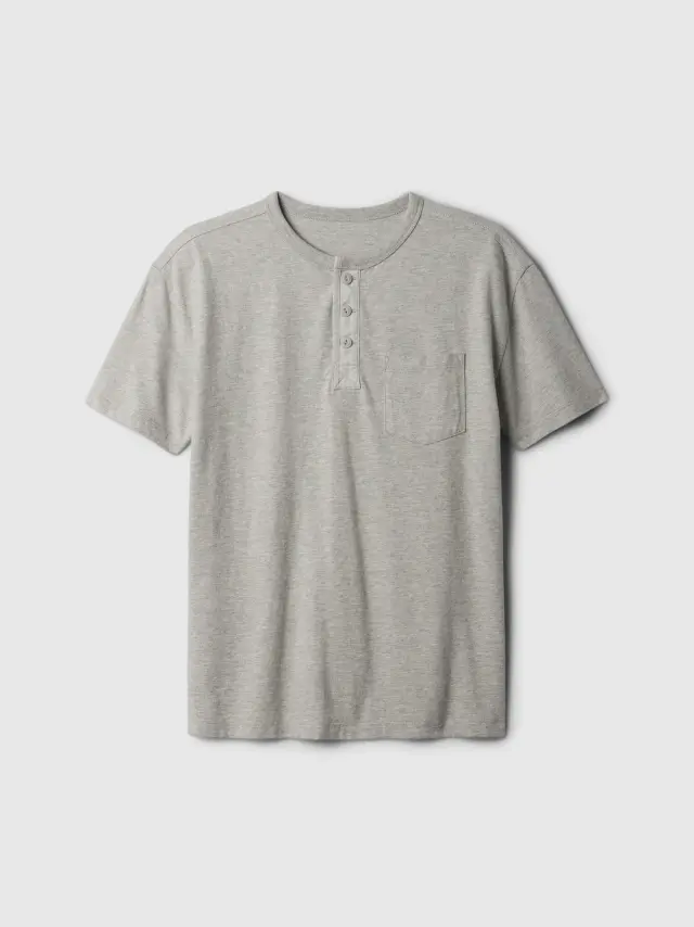 Γκρι Παιδική Vintage Henley Μπλούζα light heather grey