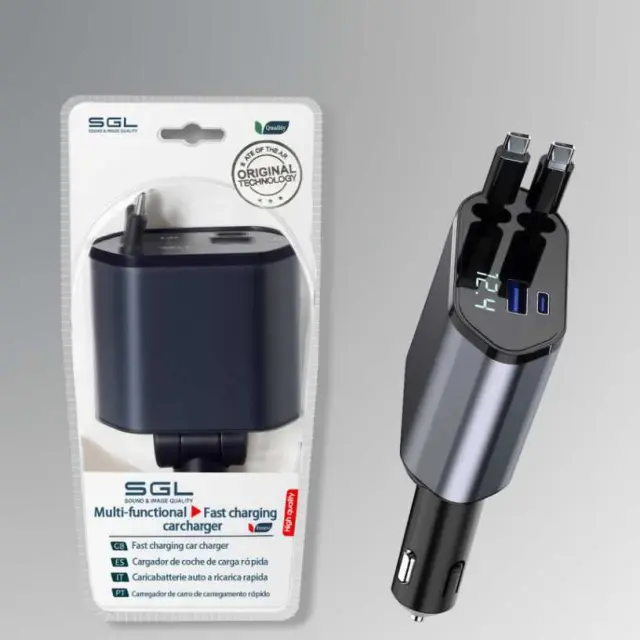 Φορτιστής αναπτήρα αυτοκινήτου Quick Charger με καλώδια φόρτισης TypeC - V7 - 210321 2