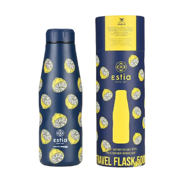 Estia Travel Flask Save the Aegean Μπουκάλι Θερμός Ανοξείδωτο Citrus infusion 500ml