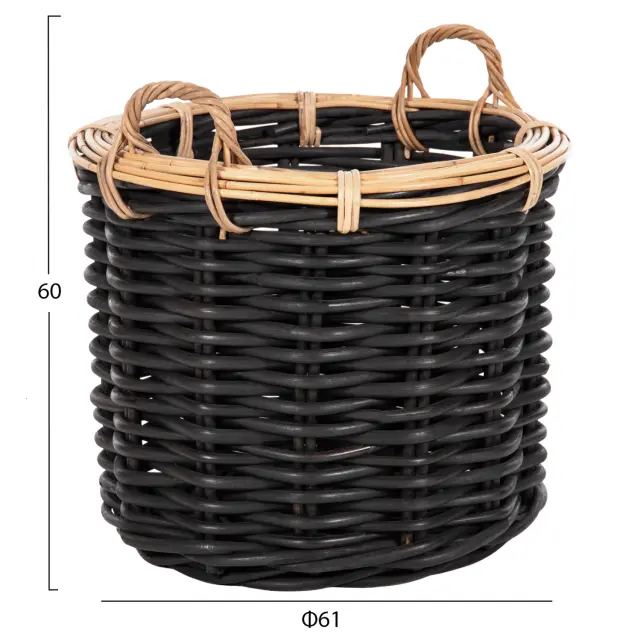 Σετ 2 καλάθια Potts μαύρΟ&φυσικό χρώμα- CL Rattan Φ61+Φ45εκ. 3