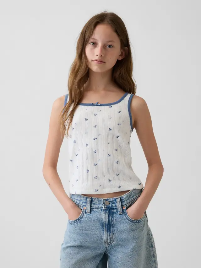 Παιδική Αμάνικη Μπλούζα με Διάτρητη Πλέξη Blue ditsy floral