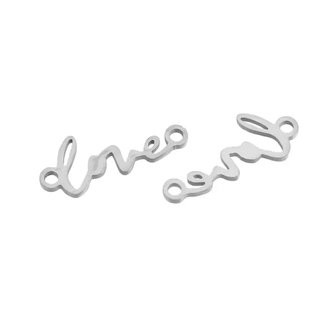 Σύνδεσμος Love 19x8x1mm - Ανοξείδωτο Ατσάλι 201 - 4τεμ