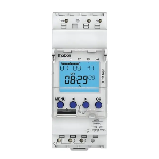 Digital Time Switch TR 611 top3, 230 V AC, 1 Channel, Weekly Program, Yearly Program, 1 s, 2 Modules