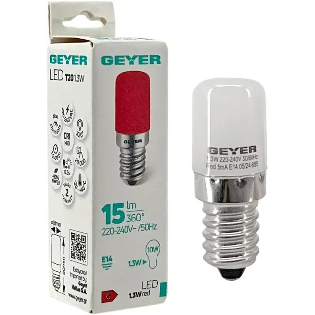 Λαμπάκι LED νυxτός T20 1.3W E14 Geyer κόκκινο 15lm