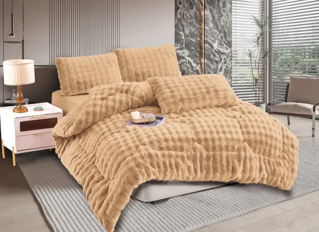 Κουβερτοπάπλωμα burble (170cm x 240cm + 50cm x 70cm) ανοιχτό καφέ - -