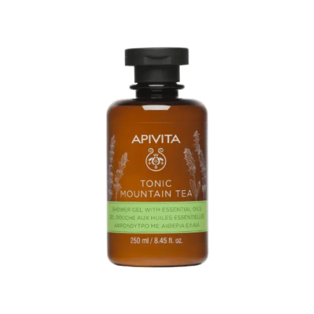 Apivita Tonic Mountain Tea Shower Gel Αφρόλουτρο με Αιθέρια Έλαια Τσάι του Βουνού, 250ml