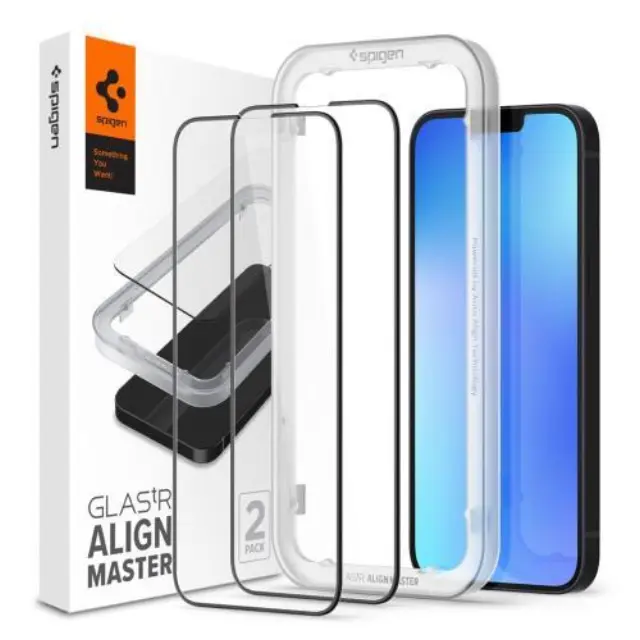 Tempered Glass Full Face Spigen Apple iPhone 13/ 13 Pro/ 14/ 16e Glas.tR Align Master Μαύρο (2 τεμ.) N59730