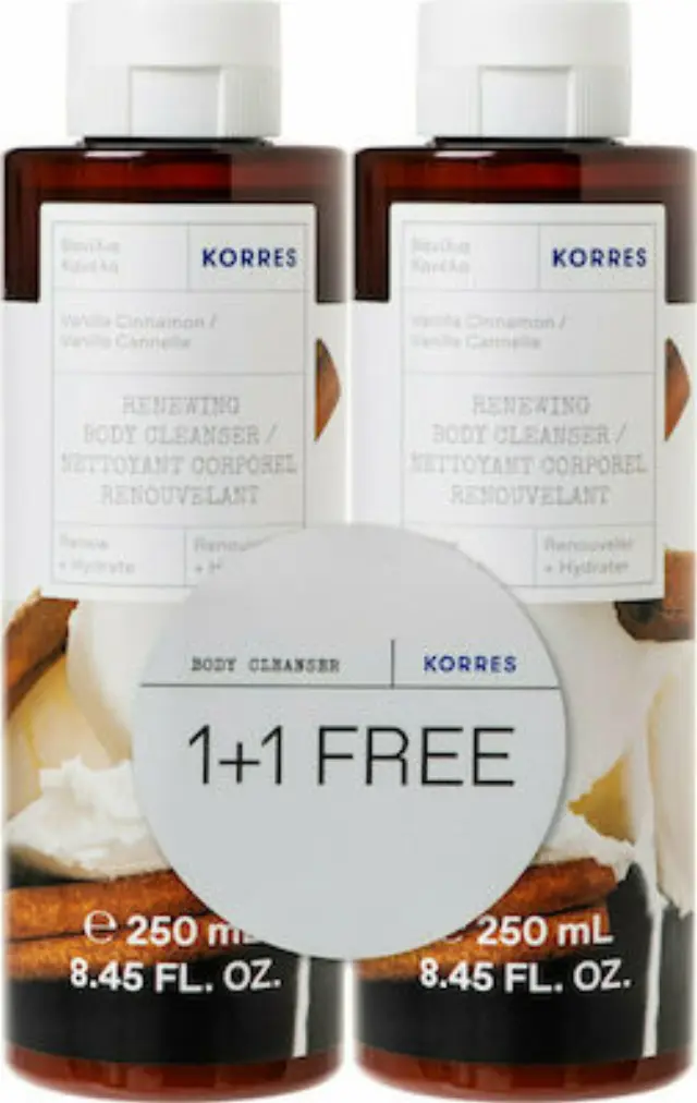 Korres Vanilla Cinnamon Αφρόλουτρο 2x250ml 1&1 Δώρο