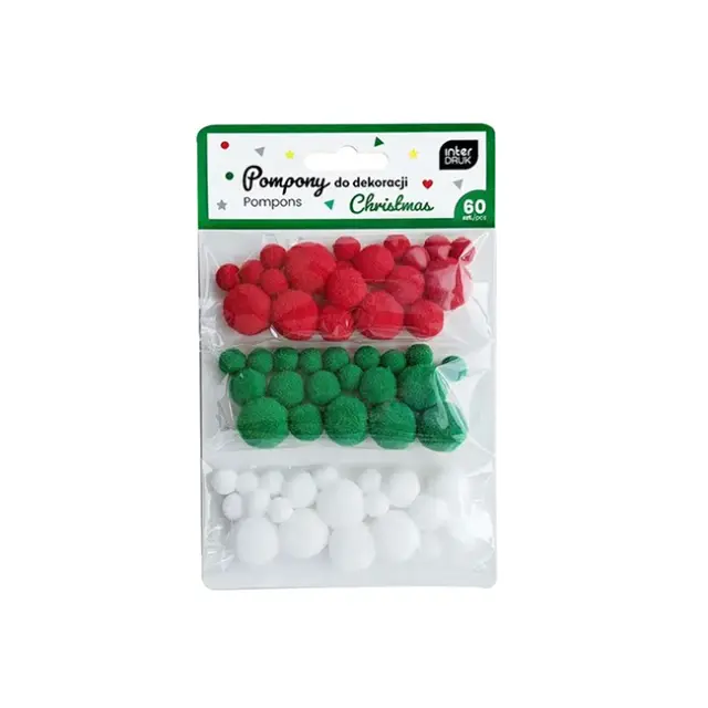 Interdruk Pompoms Χρωματιστά Christmas 60 τεμ. (356864)