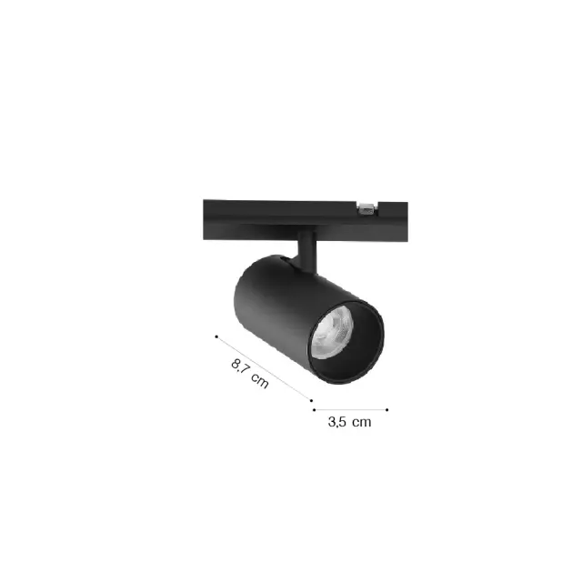 Inlight Φωτιστικό LED 7W 3000K για μαγνητική Mini ράγα σε μαύρη απόχρωση D:3,5cmx8,7cm (TMM0071-Black) 2