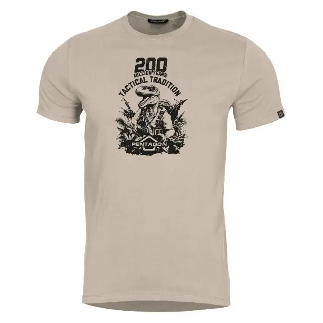 Pentagon T-Rex T-Shirt-Μπλούζα Κοντομάνικη για Καθημερινή Χρήση - 04-Μπεζ-Khaki