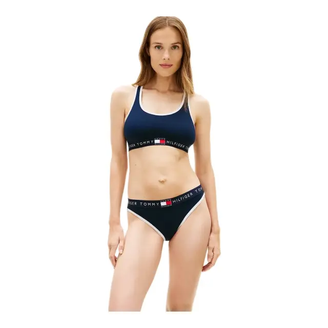 Tommy Hilfiger Γυναικείο Μπουστάκι Heritage Logo Ribbed Racerback, Χρώμα Σκούρο Μπλε 2