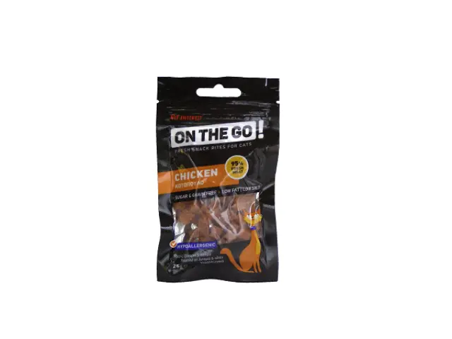 On The Go Bites Λιχουδιά Με Γεύση Κοτόπουλο Για Γάτες 25gr Μονόχρωμο