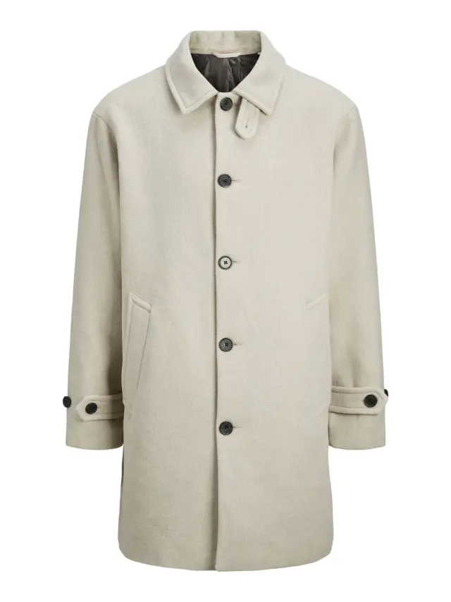 JORVERMONT WOOL BLEND MAC COAT Pale Khaki