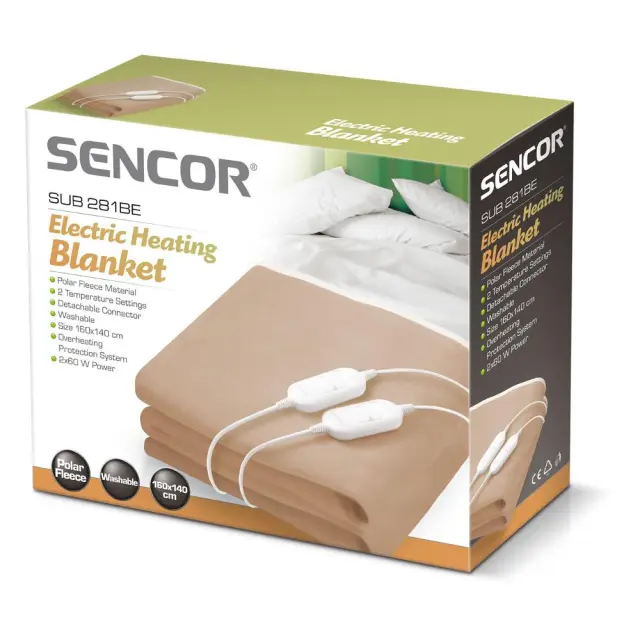 Ηλεκτρική Κουβέρτα (Υπόστρωμα) Sencor SUB 281BE Διπλή 120W Μπέζ 2