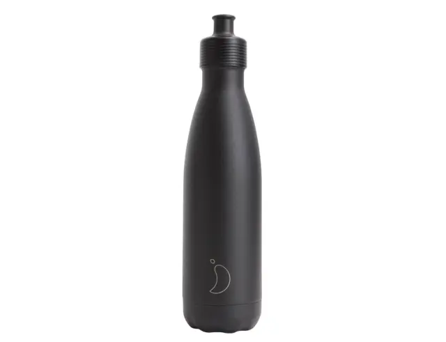 Μπουκάλι Θερμός Original Sports Chilly's με χωρητικότητα 750ml και διατήρηση θερμοκρασίας 24h κρύο - All Black