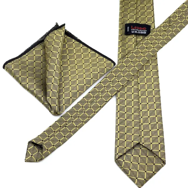 Χρυσαφί Γραβάτα Microfiber Σετ με Μαντηλάκι 3