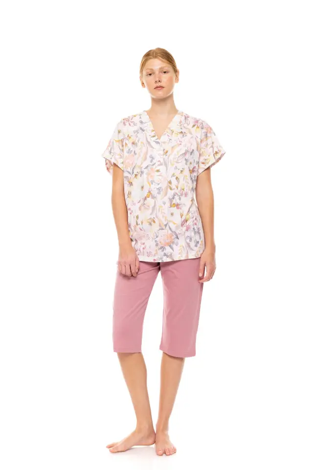 S1488 - Type - PYJAMA CAPRI FLORAL ROSE - M