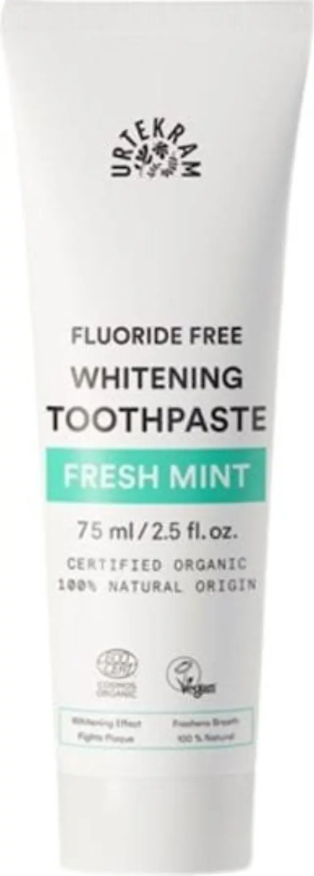 Urtekram Whitening No Fluoride Fresh Mint Οδοντόκρεμα Χωρίς Φθόριο για Λεύκανση 75ml