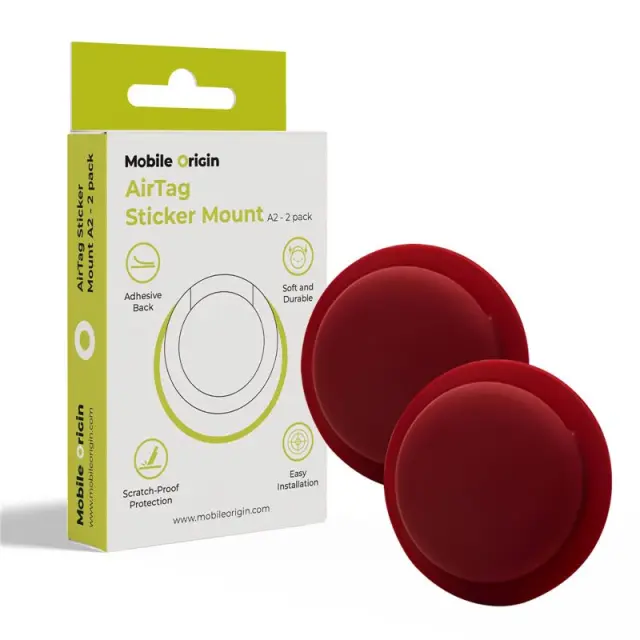 Mobile Origin Airtag Sticker Mount A2 - 2 pack, ruby red