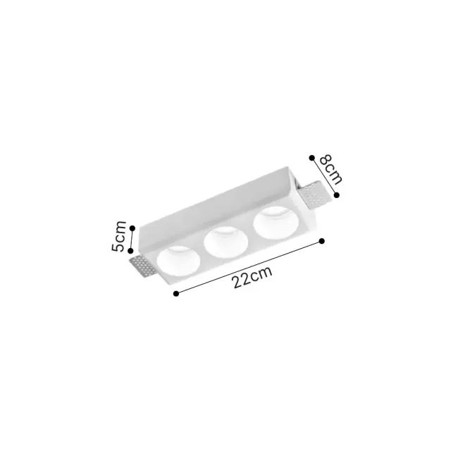 Inlight Χωνευτό τετράγωνο σποτ από γύψο 3XGU10 D:22cm (Χ0013-WH) 2