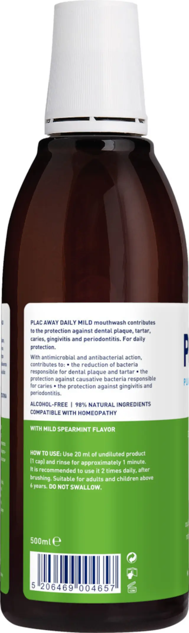 PlacAway Daily Mild με Ήπια Γεύση Δυόσμου Στοματικό Διάλυμα Καθημερινής Προστασίας με Ήπια Γεύση Δυόσμου 500ml 3