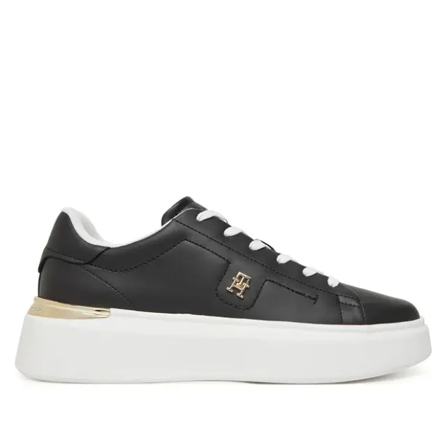 Γυναικεία Δερμάτινα Sneakers Tommy Hilfiger FW0FW08631 BDS Μαύρα Μαύρο - 36