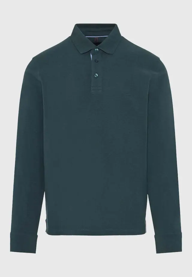 Funky Buddha Polo Long Sleeve Blouse Pine Green FBM012-001-11 2