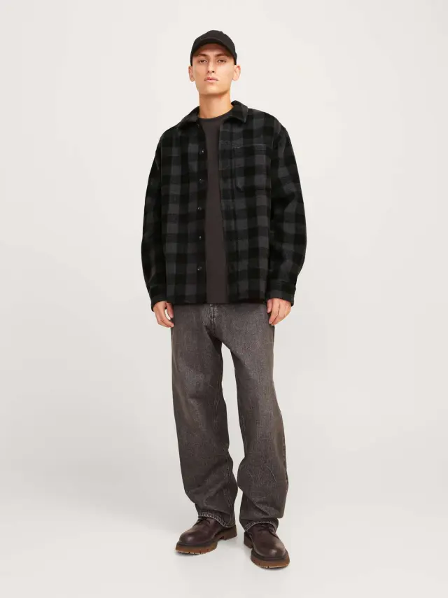 JJZAC HEAVY BRUSHED OVERSHIRT LS Asphalt 2