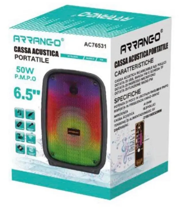 Ηχείο με λειτουργία Karaoke Arrango AC76531 σε Μαύρο Χρώμα