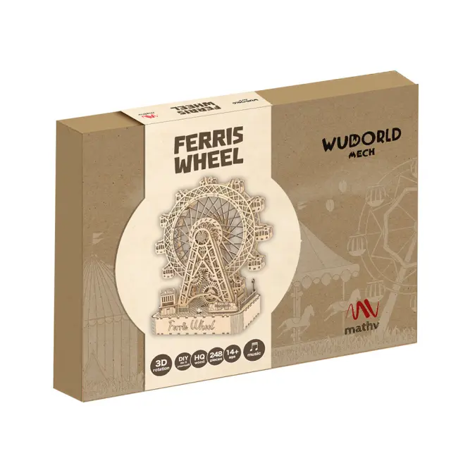Mathv Wudworld DIY Mech Music Box / 3D Ξύλινη Κατασκευή Μουσικό Κουτί: Ferris Wheel