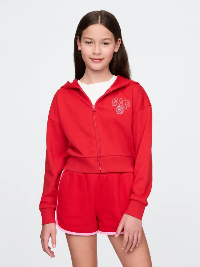 Παιδικό Vintage Soft Cropped Logo Zip Φούτερ Ζακέτα Tomato sauce