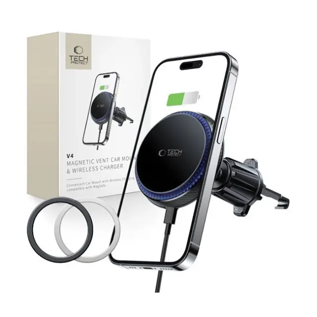 Tech-Protect Car Phone Holder with MagSafe 15W Inductive Charger for Air Vent MM15W-V4 - Black