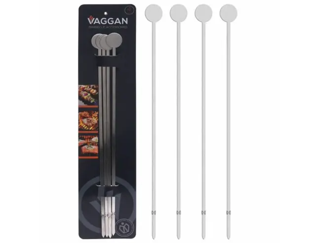 4 Μεταλλικά σουβλάκια μπάρμπεκιου Vaggan (YL7900500) Από Ανοξείδωτο ατσάλι, 37.5cm YL7900500