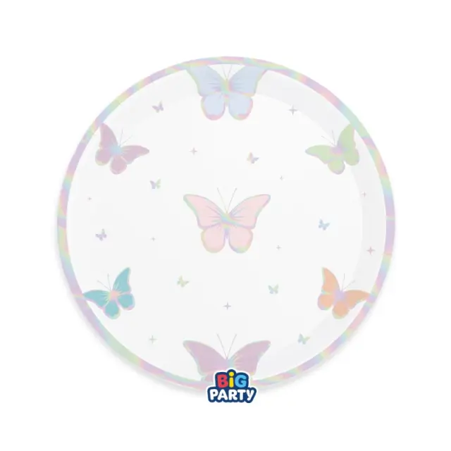 Πιάτα Χάρτινα Φαγητού 22εκ Πεταλούδες / Butterfly 6 τεμ