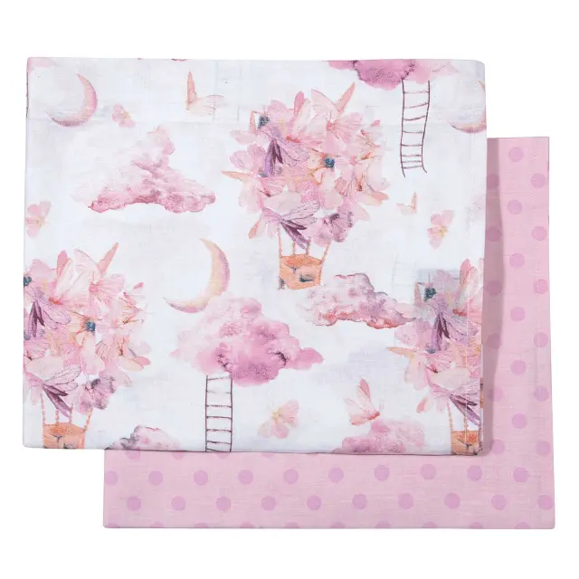 Σετ 2Τεμ Σεντόνια 70x120 Λίκνου Baby Greenwich Polo Club Essential 8864 Pink 100% βαμβακερό