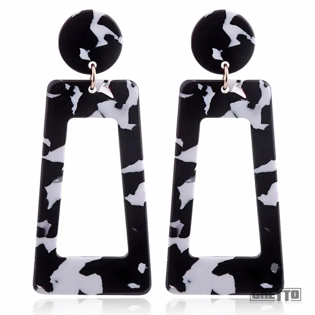 Ghetto Resin Geometric Square Acrylic Earrings