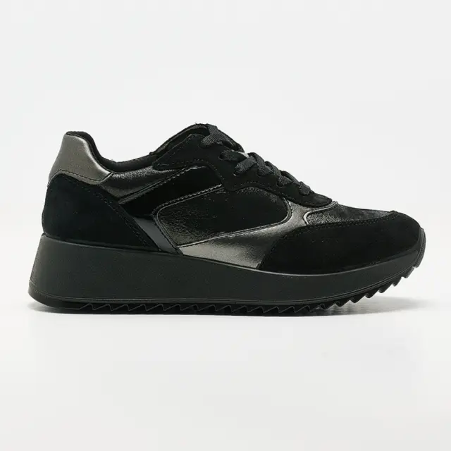 Imac Sneakers Γυναικείο δέρμα Nubuck/δέρμα λουστρίνι Μαύρο IMA/457380 SCAM/NERO
