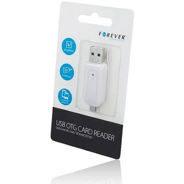 Forever microSD / SD card reader USB + microUSB white OTG