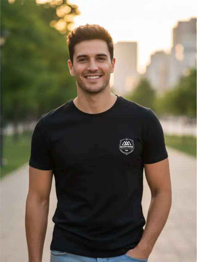 T-shirt Noshame® Μαύρο με τύπωμα - 142617 - XXL