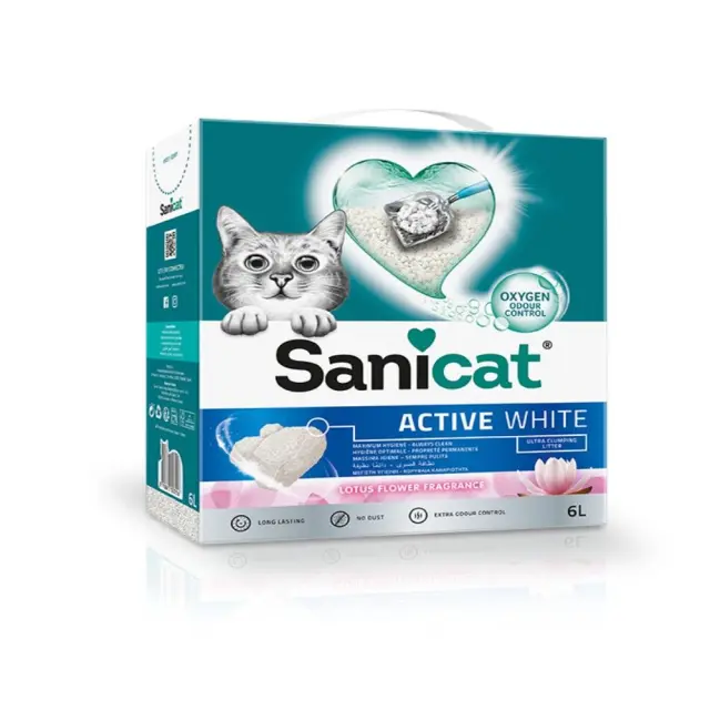 Συγκολλητική Άμμος Γάτας Sanicat Clumping Active White Lotus Flower - 6lt (Box)