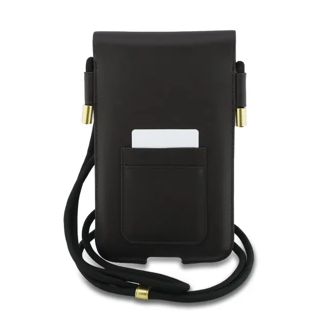 Lacoste PVC Blend Monogram Metal Logo Phone Pouch XL Brown 2